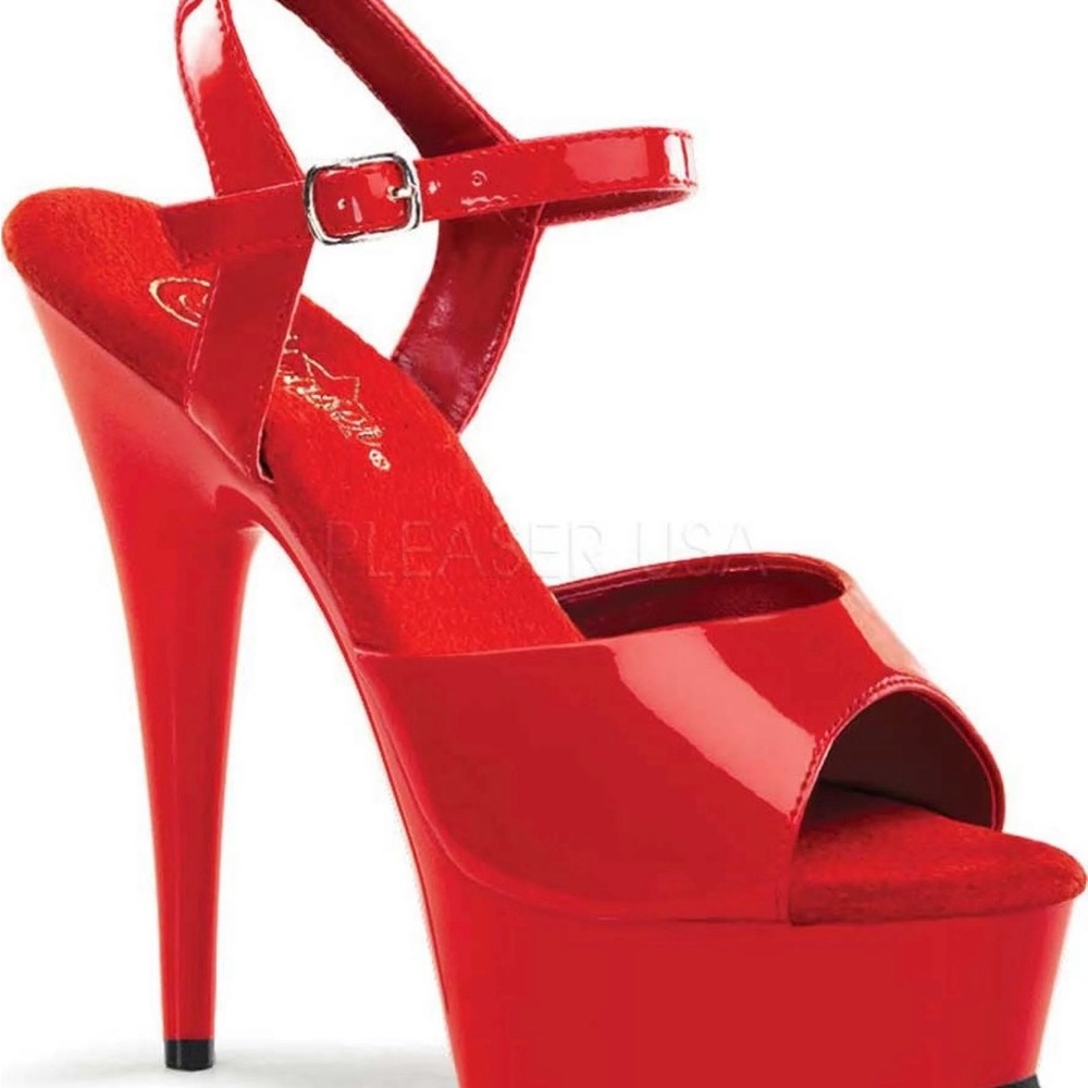 Pleaser Glossy Red Platform Heels